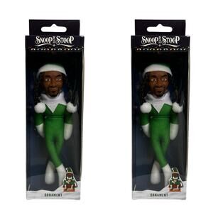 Snoop Dogg Snoop On The Stoop Mini Doll Plush Ornament Green 7” Elf New Lot of 2